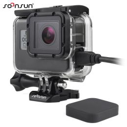 Cameras SOONSUN Skeleton Housing Case for GoPro Hero 5 6 7 Black Wire Connectable Side Open Protective Shell for GoPro 7 6 5 Accessories
