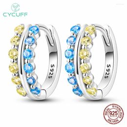 Hoop Earrings CYCUFF Est Shine Bicolor 925 Sterling Silver For Women Birthday Party Wedding Engagemen Gift Jewellery