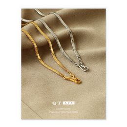 Brass Plated 18k Real Gold / Platinum Ins Cool Style Fashionable Snake Bone Flat Chain Collarbone Necklace Female