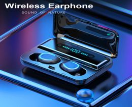 F95 TWS Headphones Bluetooth v50 Wireless Earphone Mini Smart Touching Earbuds With LED Display 1200mAh Power Bank Headset and M7471083