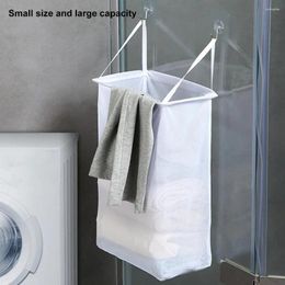 Laundry Bags Wall Mounted Visible Item Storage Dirty Clothes Mesh Hamper Bag Basket Bathroom Supplies