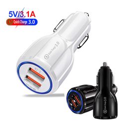 Quick Charge QC30 Dual USB Car onboard Charger Car Adapter for Cell phone Smart Phone 31A Fast Recharge for Mobile phones1659856