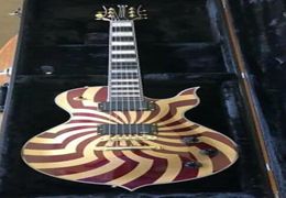Promotion Wylde Odin Grail Crimson Gold Buzzsaw Falme Maple Top Electric Guitar Large Blocks Inlay Gold Grover Tuners Little Pi9476899