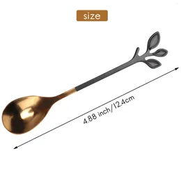 Bowls 5 Spoon Forks Stainless Steel Leaf Coffee Cake Fork Dessert Spoons Stirring Teaspoon Set Appetizer