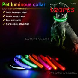 Dog Collars 1/2/3PCS Nylon Pet Collar USB Rechargable LED Safety Light Up Strap Neck Flashing Belt For Small Large