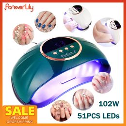 Dryers 102W UV Nail Dryer Machine 51PCS LEDs UV Manicure Lamp Home Use Nail Gel Fast Drying Lamp For Drying Nails Polish Varnish Device