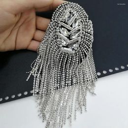 Brooches Shoulder Brooch Tassels Rhinestones Jewelry Handmade Shiny Epaulet Clothes Decor