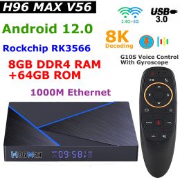 Box H96 MAX V56 Android 12 TV Box Rockchip RK3566 8GB DDR4 RAM 6GB ROM 5G Dual WIFI 8K Decoding 1000M Ethernet HDR 4K Media Player