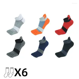 Men's Socks CHRLEISURE 6 Pairs/Set Five-finger Thick Short Five-toe Cotton Comfortable Breathable Heel