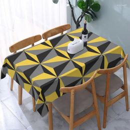 Table Cloth Mustard Yellow And Gray Geometric Tablecloth Elastic Fitted Waterproof Gold Patterns Cover For Dining Room