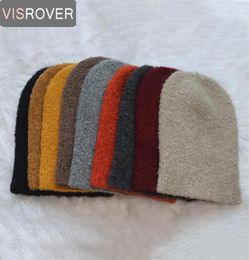 VISROVER 9 Colours 2020 New Winter bonnet Unisex Solid Colour Alpaca Wool Skulli Beanies Cashmere Women Men Warm hat wholes22698623788