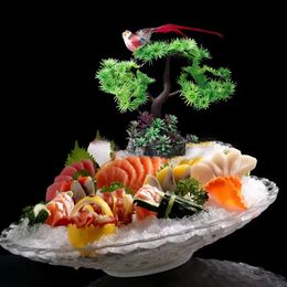 Western food plate decoration flower plants creative sushi sashimi dishes Restaurant el tray Japanese decor 240328
