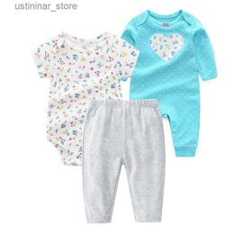 Rompers Autumn 100% Cotton Baby Boy Girl Clothes Newborn 3Pcs Clothing Set Baby Romper+Baby Pants+Baby Bodysuits Infant Bebe Clothes L47