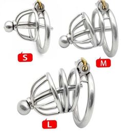 Metal lock cock cage with urethral plug stainless steel male device penis cages sex toys for men cockring 2103248124536