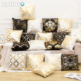 Pillow KAUNFO Modern Style Geometric Gold Stamping Decorative Cover Home Decor For Sofa Coffee 45x45cm 1PC