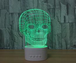 3D Skull LED Lamp Speaker 5 RGB Lights USB Charging Bluetooth Speaker TF Card Whole Drop2940328