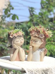 20cm 78inch Fairy Planter for Succulents Air Plants Resin Cute Girl Flower Pot Decorative Figurines Garden Home Tabletop Decor 240325