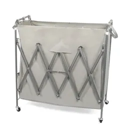 Laundry Bags KARMAS PRODUCT 3 Section Sorter Collapsible Hamper Cart With Rolling Heavy Duty Casters Waterey