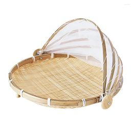 Laundry Bags Hand-Woven Food Tent Basket Tray Fruit Vegetable Bread Storage Simple Atmosphere Outdoor Picnic Mesh Net Cover