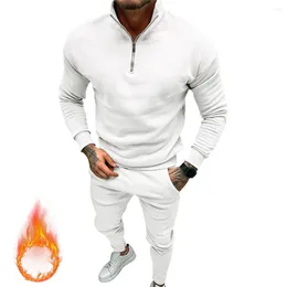 Men's Tracksuits Top Trousers Comfort Drawstring Walking Fleece Zip-up Long Sleeve Men Outfit Round Neck Daily Holiday