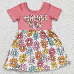 Boutique Baby Girls Dress Flower Print Short Sleeve Dresses Milk Silk High Quality Mama Girl Kids Clothes Outfit 240403