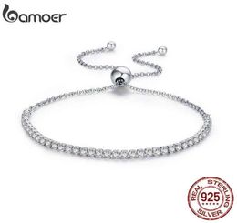 BAMOER 925 Sterling Sparkling Strand Women Link Tennis Bracelet Silver Jewellery 3 Colours SCB0298383364