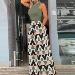 Women's Two Piece Pants Wide-leg Suit Trousers Set Floral Print Top Wide Leg For Women Vacation Beach Crop Ladies