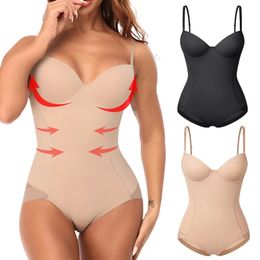 Women Slimming Bodysuits One-piece Shapewear Tops Tummy Control Body Shaper Seamless Camisole Jumpsuit with Built-in Bra 240407