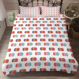 Bedding Sets Bedclothes Microfiber Fabric Circle Duvet Cover Elasticity Geometric Style Red Pink Blue Ropa De Cama 2024 Bed