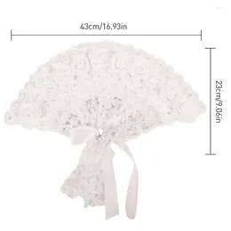 Decorative Figurines 5Pcs/Lot Bride Handheld Fan Lace Rose Fans Non-foldable Wedding Party Supplies Po Shoot Props For Dance Decor