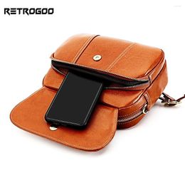 Shoulder Bags RETROGOO Genuine Leather Women's Casual Fashion Bag Women Messenger Small Crossbody For Handbags