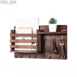 Other Home Decor Brown wall mounted mail manager key holder jacket and hat home decoration rack yq240408