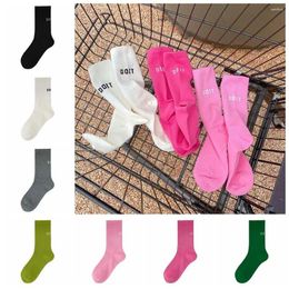 Women Socks Solid Pink Fashion Colourful Letter Calf Middle Tube Crew Sports