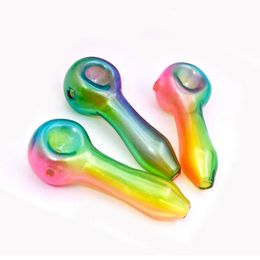 10pcs Hand Pipes Cute Mini Pyrex Glass Pipes Smoking Accessories Beautiful Coloured Glass Spoon Hand Oil Burner Pipes