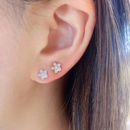 high quality 925 sterling silver flower white diamond stud earrings for girls fashion Jewellery dupe brand butterfly earrings small size