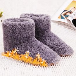 Carpets Winter USB Charging Warmer Foot Shoe Plush Warm Electric Slipper Feet Heated Washable Hearting Shoes For Lovers