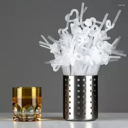 Disposable Cups Straws 100Pcs Transparent Drinking Plastic For Kitchenware Bar Party Beverage Cocktail Drink Flexible