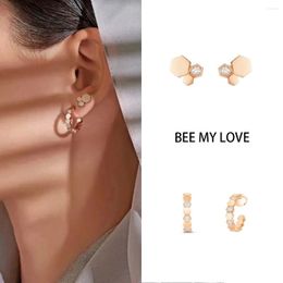 Stud Earrings Classic S925 Sterling Silver Honeycomb Diamond For Women Chic Jewellery Party Gifts