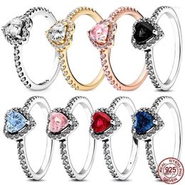 Cluster Rings Selling 925 Sterling Silver Classic Shiny Heart-shaped Ring Simple Luxurious Charm Women's Jewellery Commemorative Gifts
