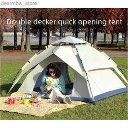 Tents and Shelters Outdoor Tent Fully Automatic Folding Camping Beach Quick Opening 3-4People Double Decker Travel Thickened Rain And UV Protection L48