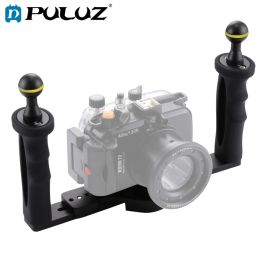 Cameras PULUZ Dual Handle Aluminium Tray Stabiliser Rig for Underwater Camera Housing Case Diving Camera Tray Mount for GoPro Smartphone