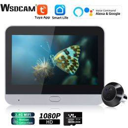 Doorbells WSDCAM 4.3In LCD WiFi Video Doorbell Motion Detection Smart Peephole Camera 120° Wide Angle Digital Peephole Viewer Night Vision