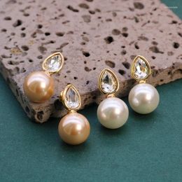 Stud Earrings Elegant Pearl Korean Styles Crystal Glass Jewelry For Women's Pendientes