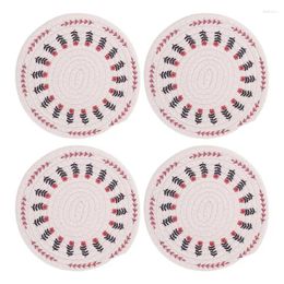 Table Mats 4Pcs Round Woven Coasters Drinks Cup Mat For Beer Tea Coffee Mug Home Accessories