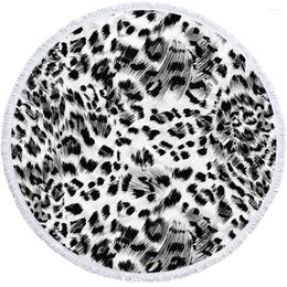 Towel 150cm Microfiber Leopard Pattern Beach Round Large Yoga With Tassels Mat Blanket Cover