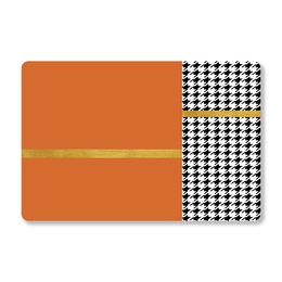 Lux Designer Orange Geometric Short Plush Printed Mat Bathroom Absorbent Non-Slip Carpet Mats