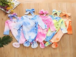 5 Colours Newborn Baby Swaddle Blanket headbands 2 pcs Wrap Toddler Sleeping Sacks Pography Prop Tie Dye Infant Sleeping Bag4471679