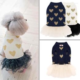 Dog Apparel Winter Cat Sweater Dress Cute Heart Pattern To Keep Warm Sweet And Comfy