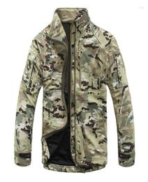 Men039s Jackets Camouflage Military Tactical Jacket Men Outdoor Softshell Sharkskin Waterproof Fleece Coat Windbreaker Army Hun8734118