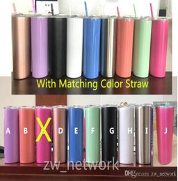 20oz Stainless Steel Skinny Tumbler with Lid Straw 20oz Skinny Cup Wine Tumblers Mugs Double Wall Vacuum Insulated Cup Water Bottl8334511